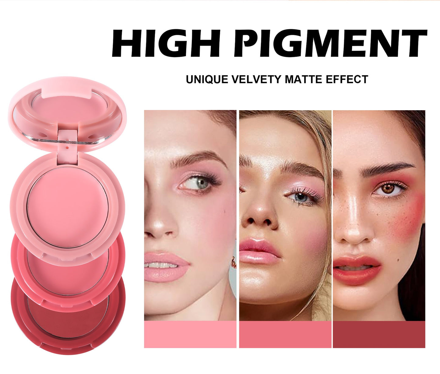 3 In 1 Matte Lip Mud Blusher Cream