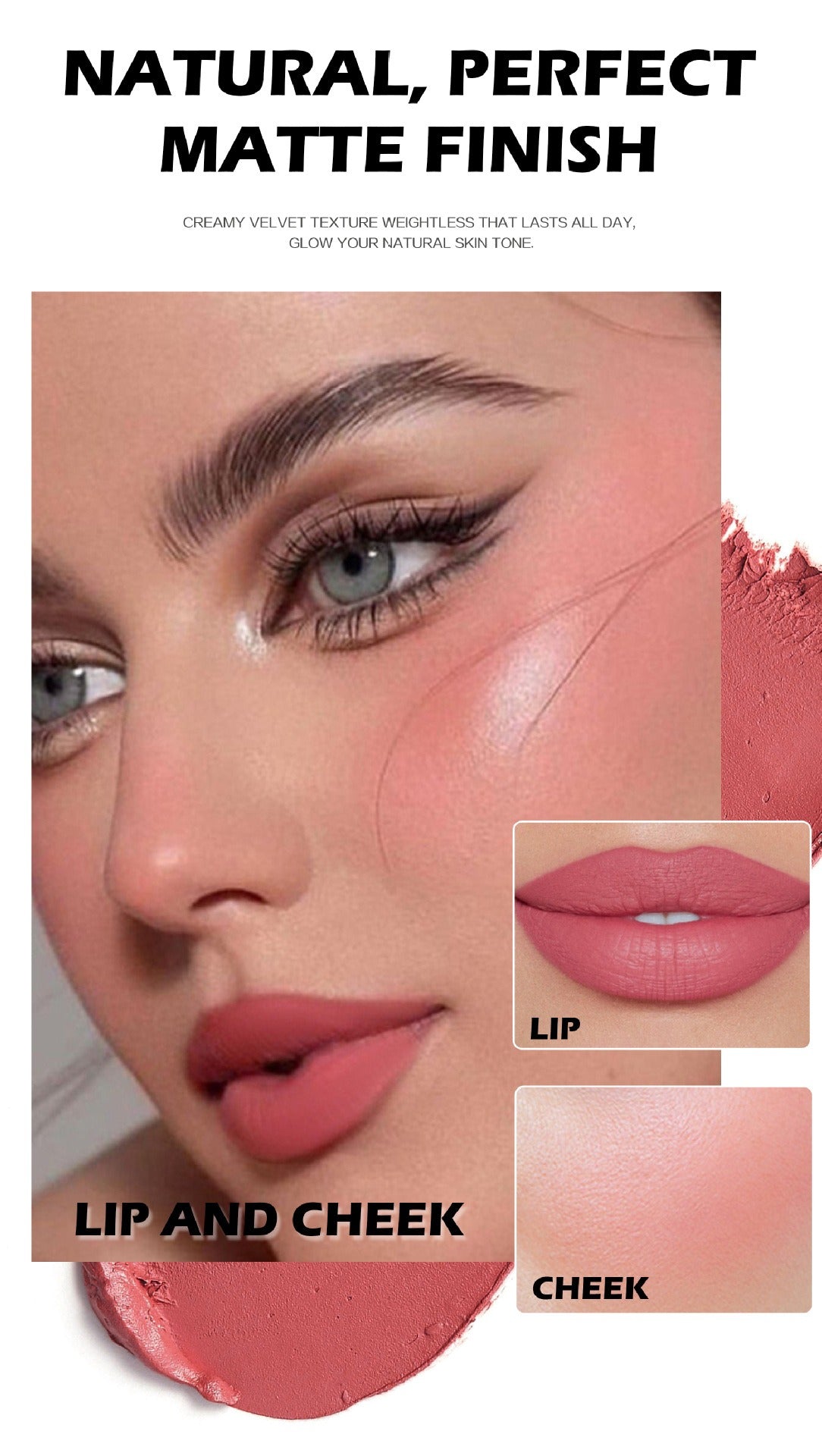 3 In 1 Matte Lip Mud Blusher Cream