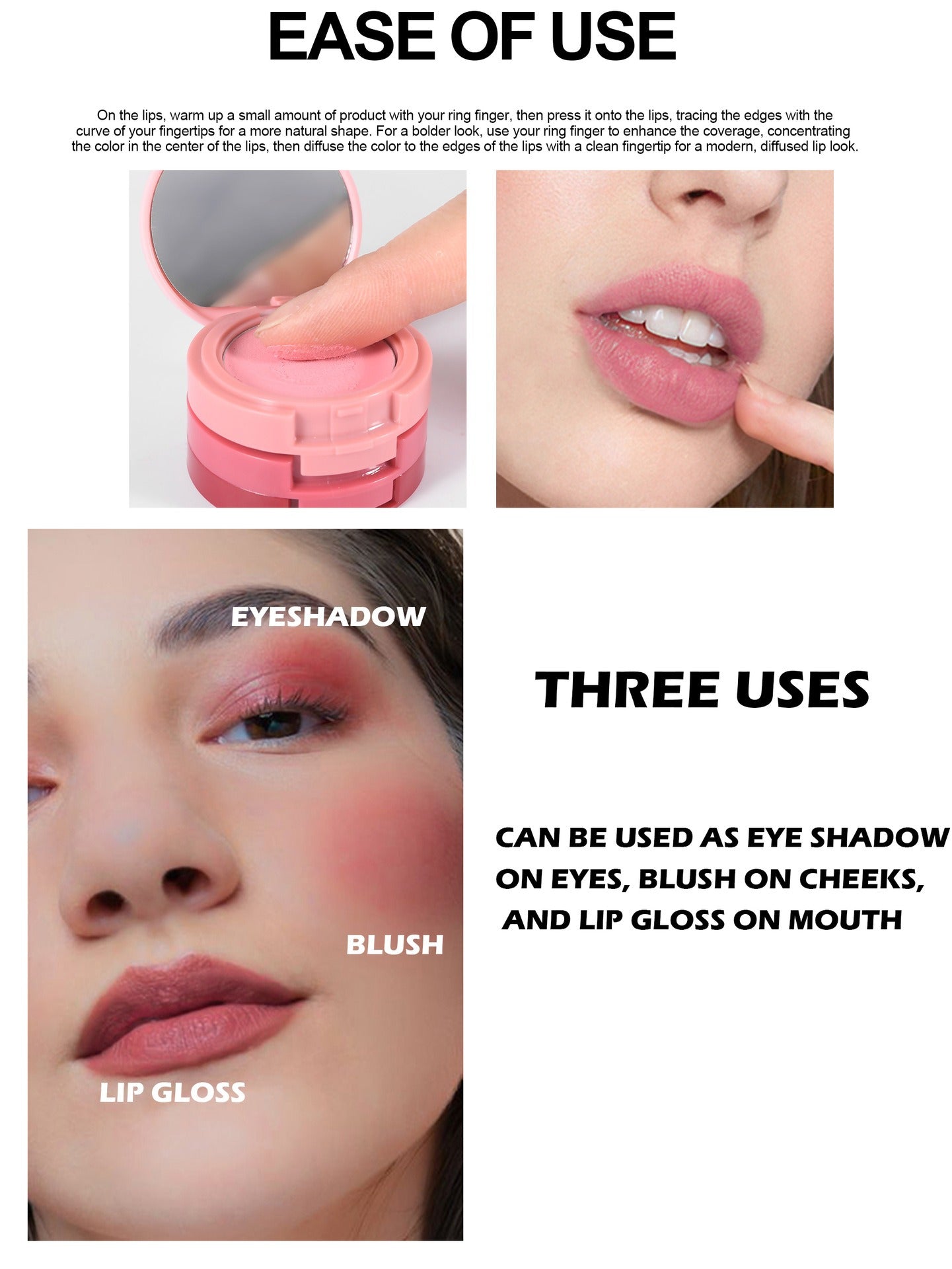 3 In 1 Matte Lip Mud Blusher Cream