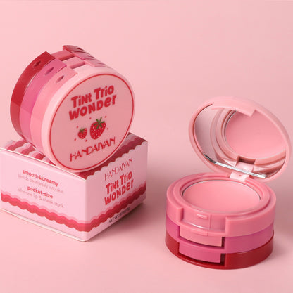 3 In 1 Matte Lip Mud Blusher Cream
