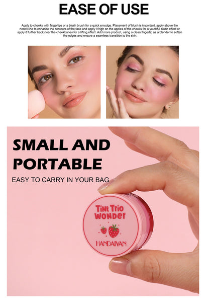3 In 1 Matte Lip Mud Blusher Cream