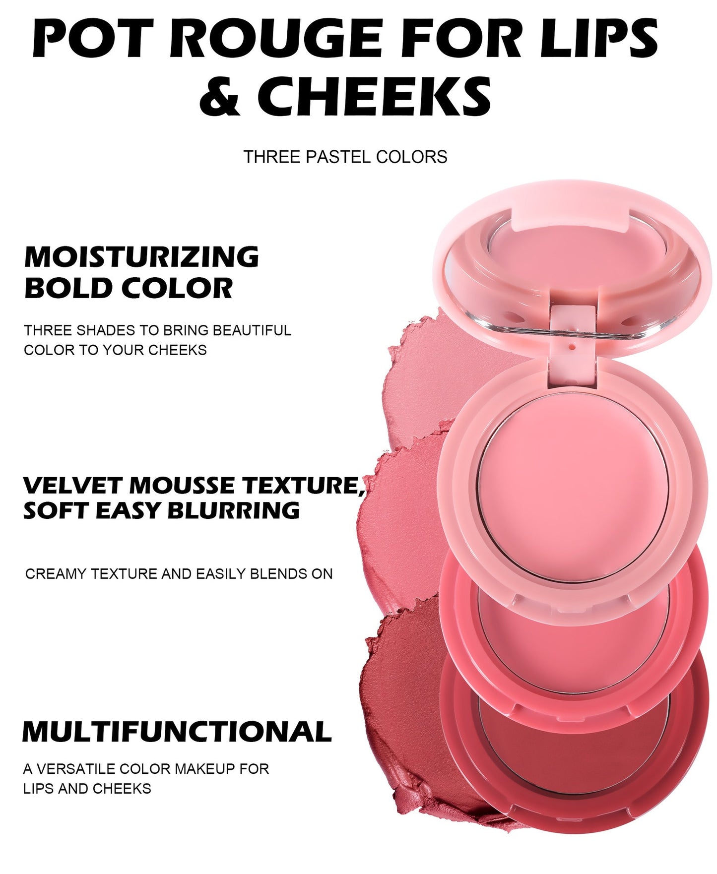 3 In 1 Matte Lip Mud Blusher Cream